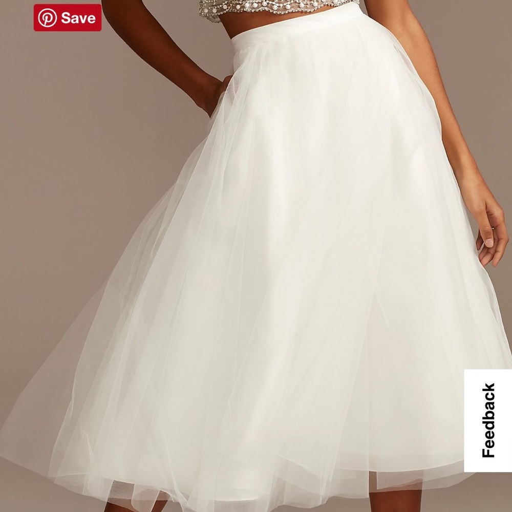 David’s Bridal Tulle Wedding Midi Skirt w/ Pockets DS150831 Brand New Never Worn